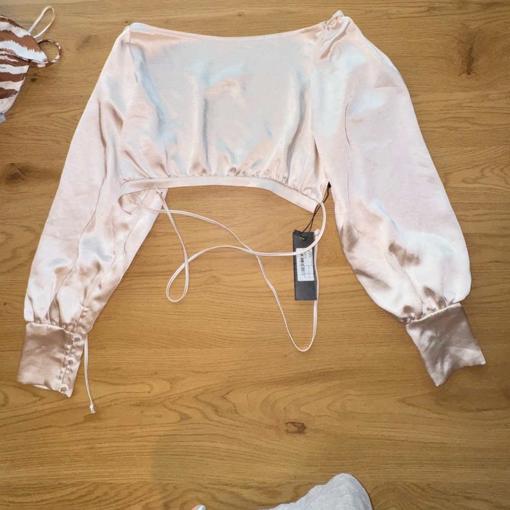 Satin open back shirt
